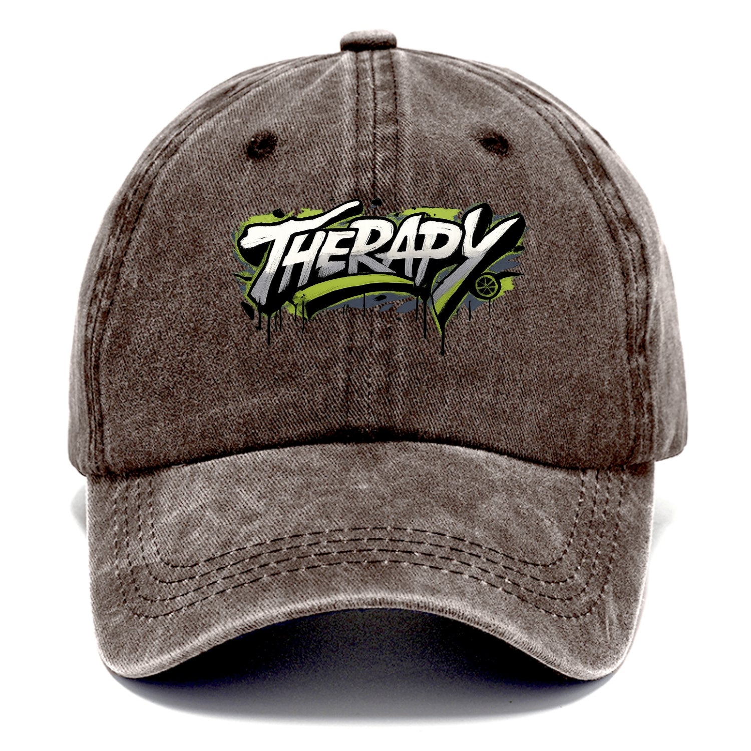 Bold typography design - "THERAPY" - mental health, getting help - Classic Cap - Brown