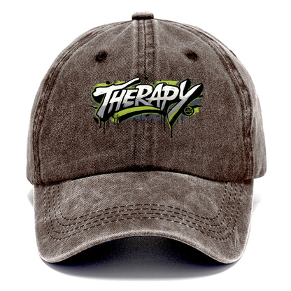 Bold typography design - "THERAPY" - mental health, getting help - Classic Cap - Brown
