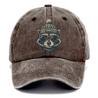 Toronto Raccoon wearing Toronto beanie w - Classic Cap - Brown