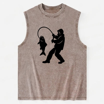 Alaskan fisherman hauling catch - Vintage Washed Tank - Brown