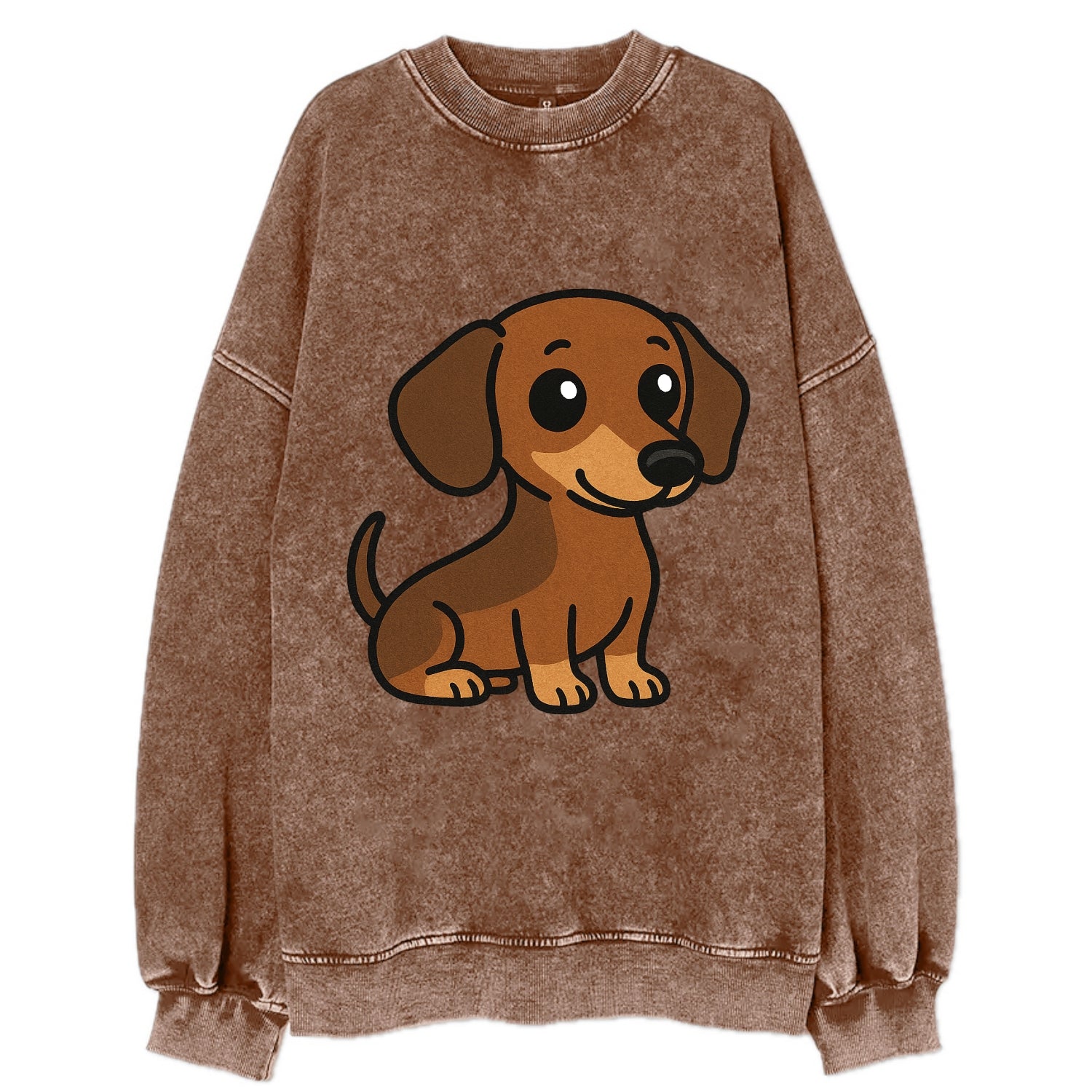 Dachshund - Long body profile view - Vintage Sweatshirt - Brown