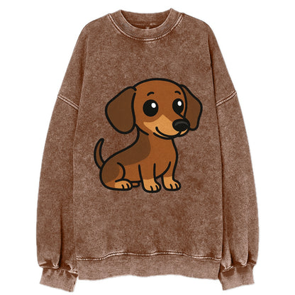 Dachshund - Long body profile view - Vintage Sweatshirt - Brown