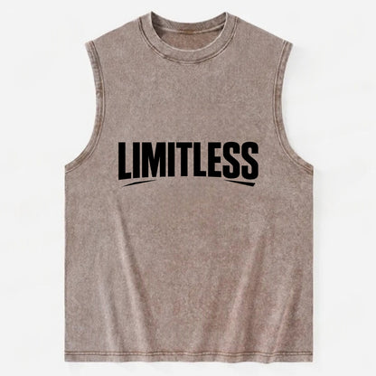 Bold typography design - "LIMITLESS" - no boundaries, infinite potential - Vintage Washed Tank - Brown