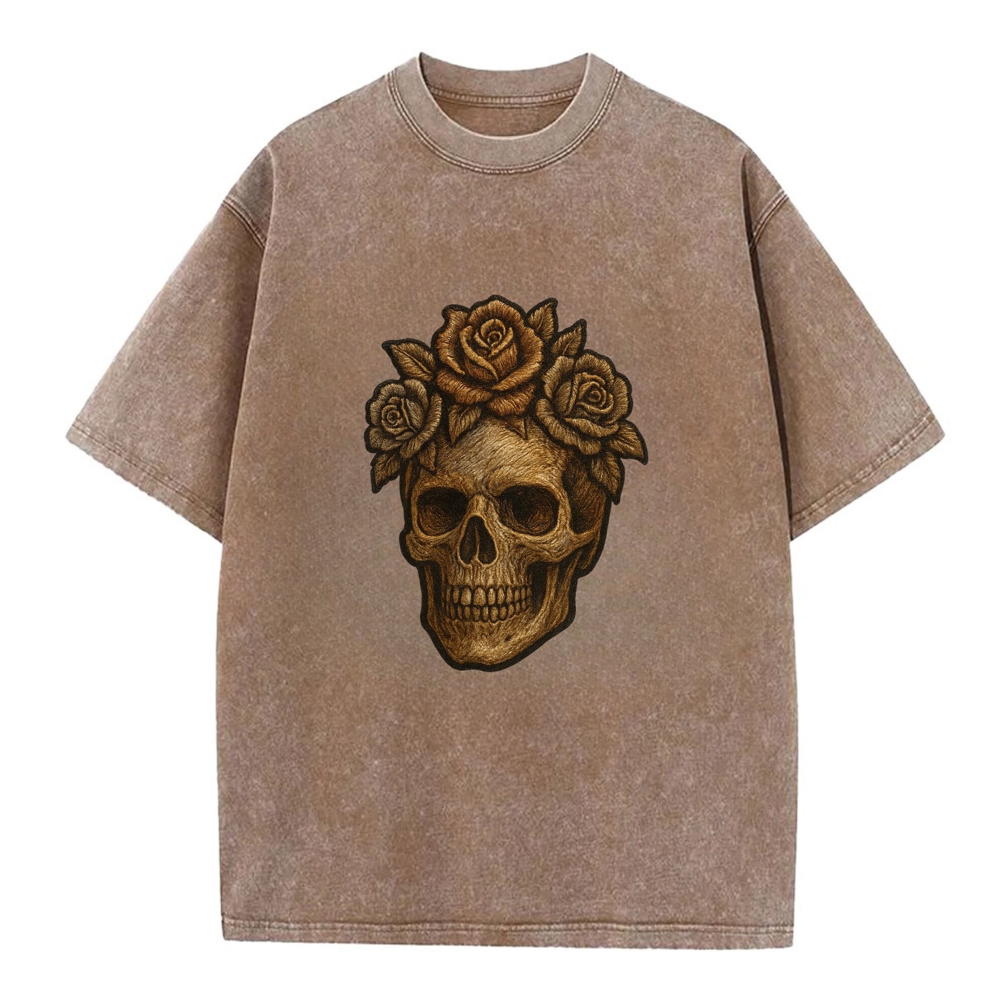 Skull and Roses  - Vintage T-shirt - Brown