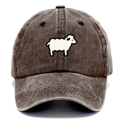 Sheep - White fluffy wool flat side profile - Classic Cap - Brown