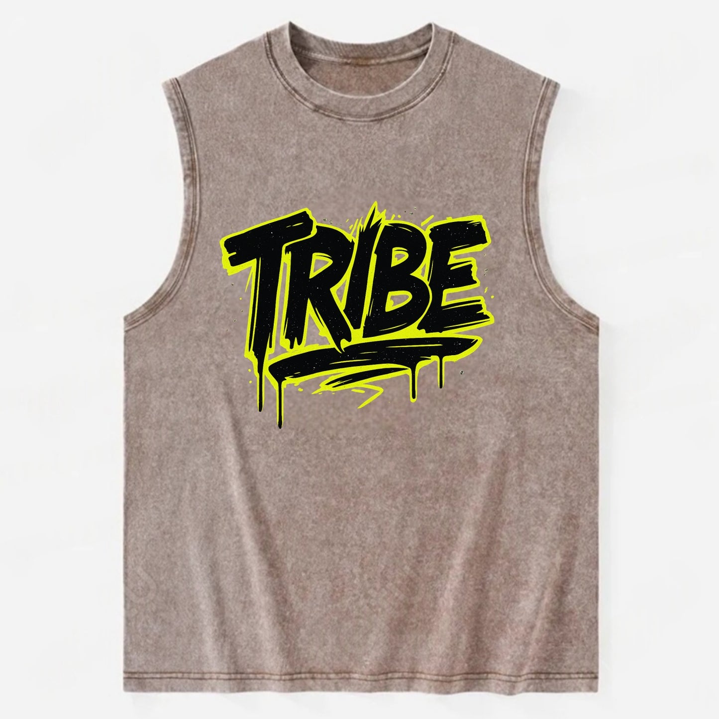 Bold typography design - "TRIBE" - your community, your group - Vintage Washed Tank - Brown