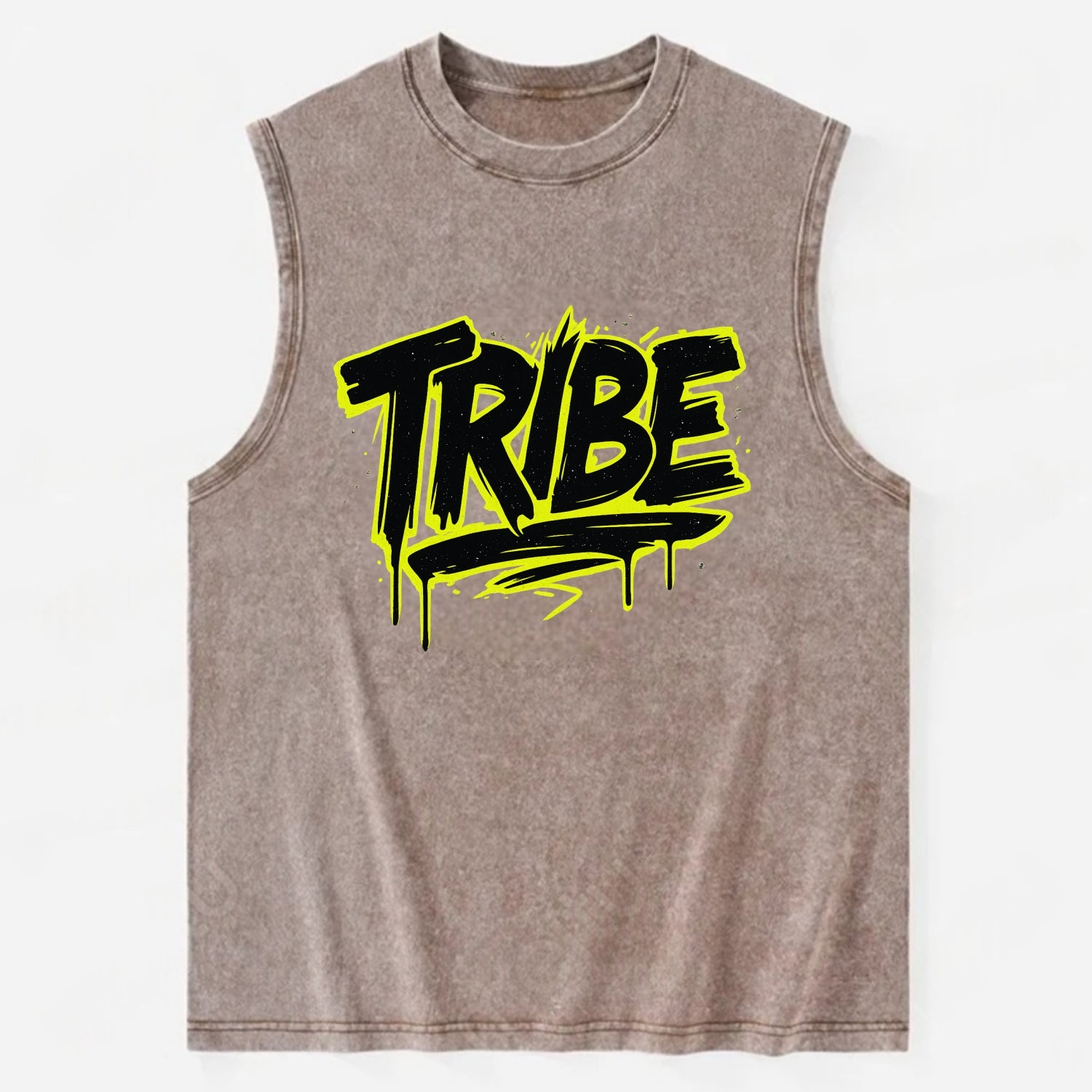 Bold typography design - "TRIBE" - your community, your group - Vintage Washed Tank - Brown