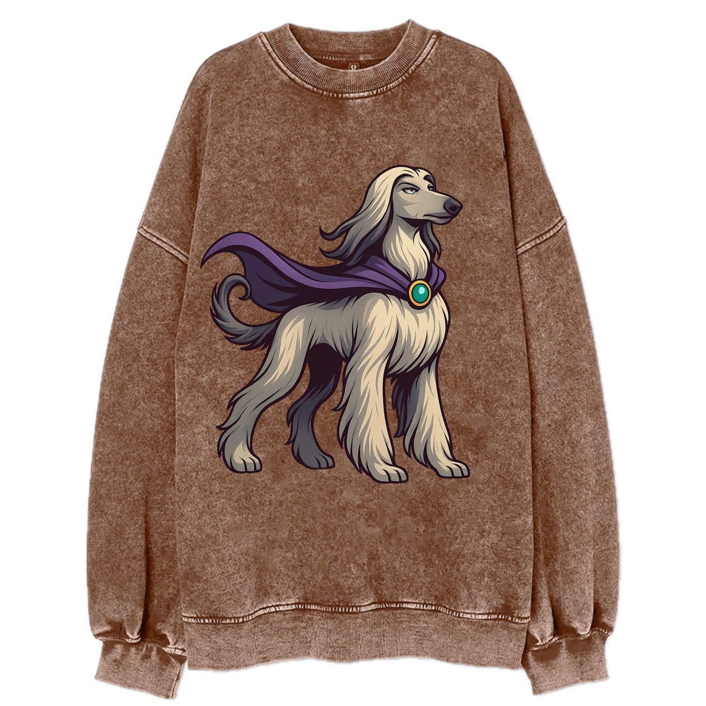 Afghan Hound Mystic Hero  - Vintage Sweatshirt - Brown