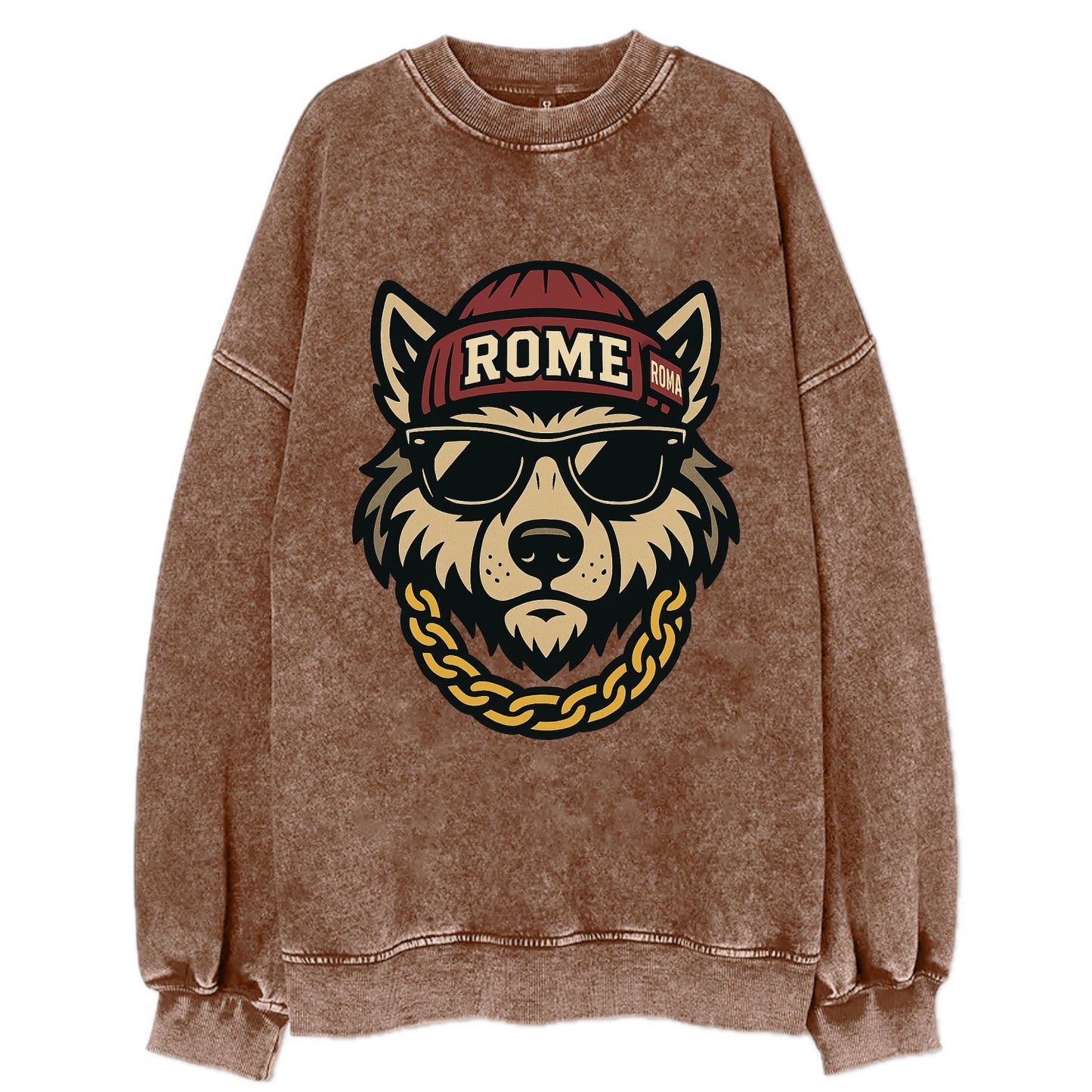 Rome Wolf - Vintage Sweatshirt - Brown