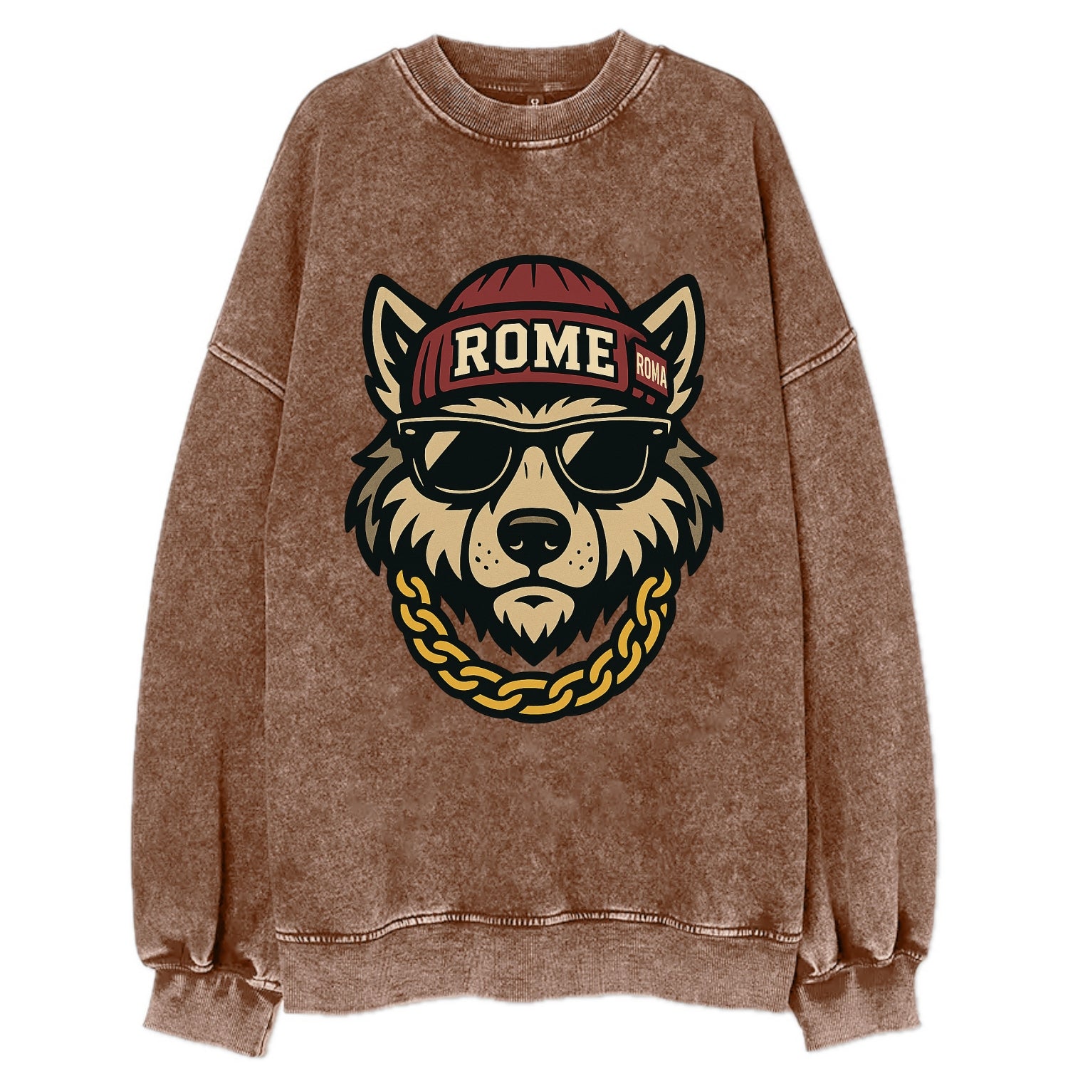 Rome Wolf - Vintage Sweatshirt - Brown