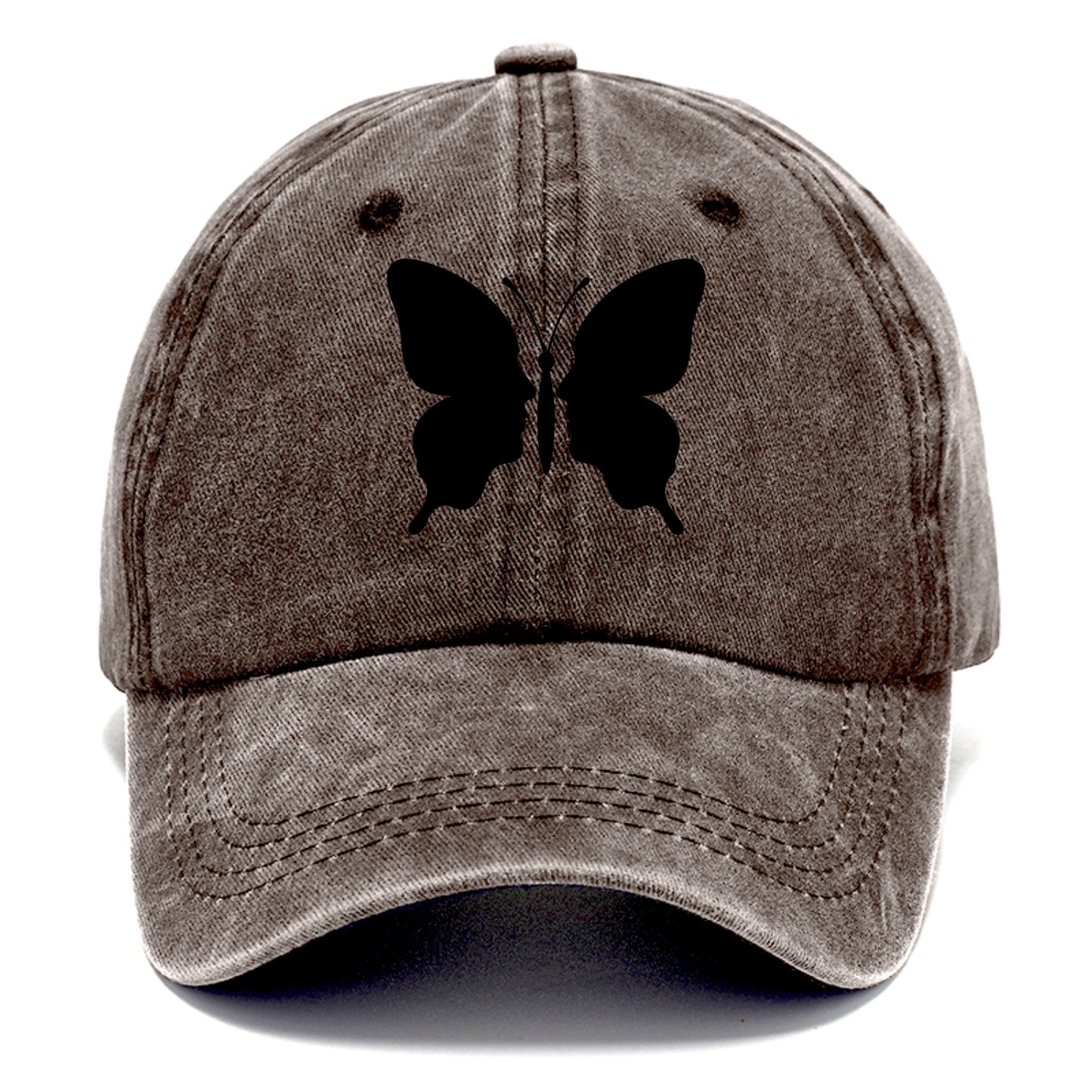 Butterfly wings - negative space reveals hidden faces or patterns - Classic Cap - Brown