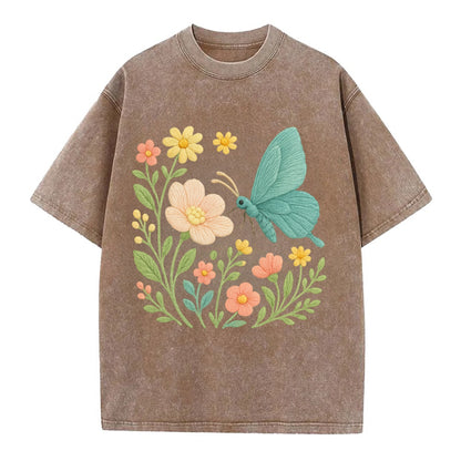 Mint Night Butterfly - Vintage T-shirt - Brown