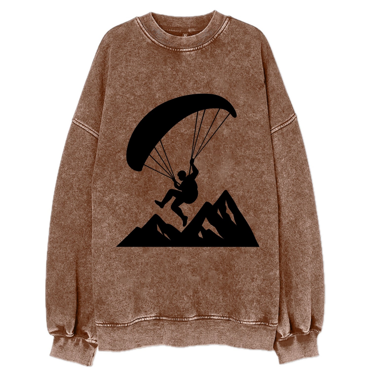 Paraglider soaring over mountain peaks - Vintage Sweatshirt - Brown
