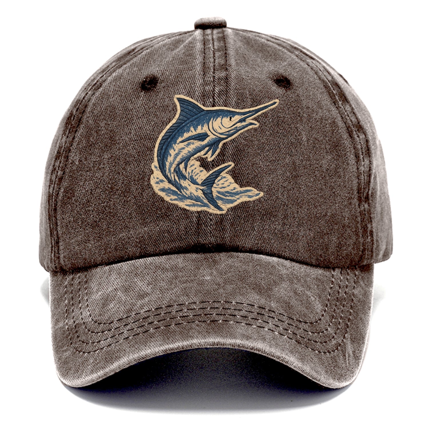 SWORDFISH MARLIN - leaping marlin in blue and silver , sport fishing - Classic Cap - Brown