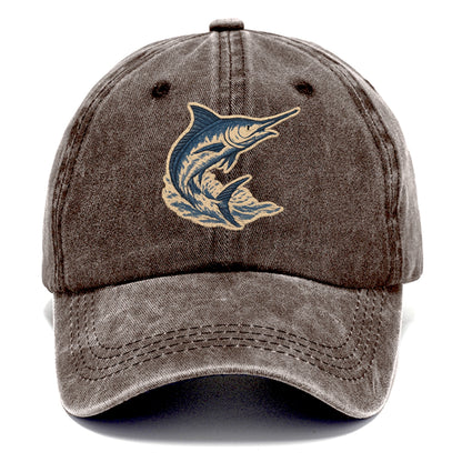 SWORDFISH MARLIN - leaping marlin in blue and silver , sport fishing - Classic Cap - Brown