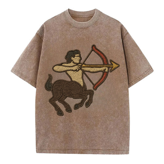 Sagittarius Arrow  - Vintage T-shirt - Brown