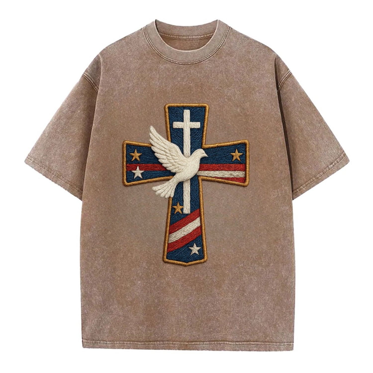 Dove and Cross  - Vintage T-shirt - Brown