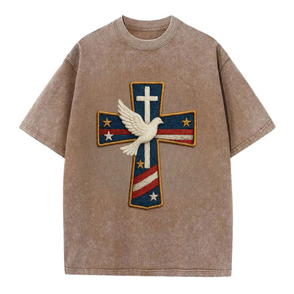 Dove and Cross  - Vintage T-shirt - Brown