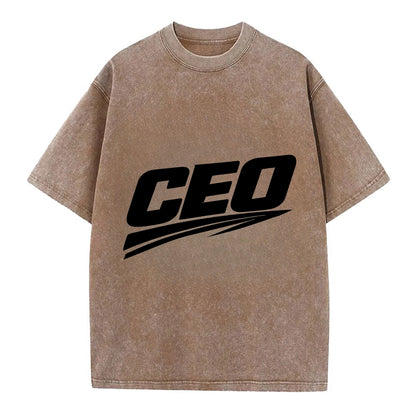 Bold typography design - "CEO" - chief executive, running things - Vintage T-shirt - Brown