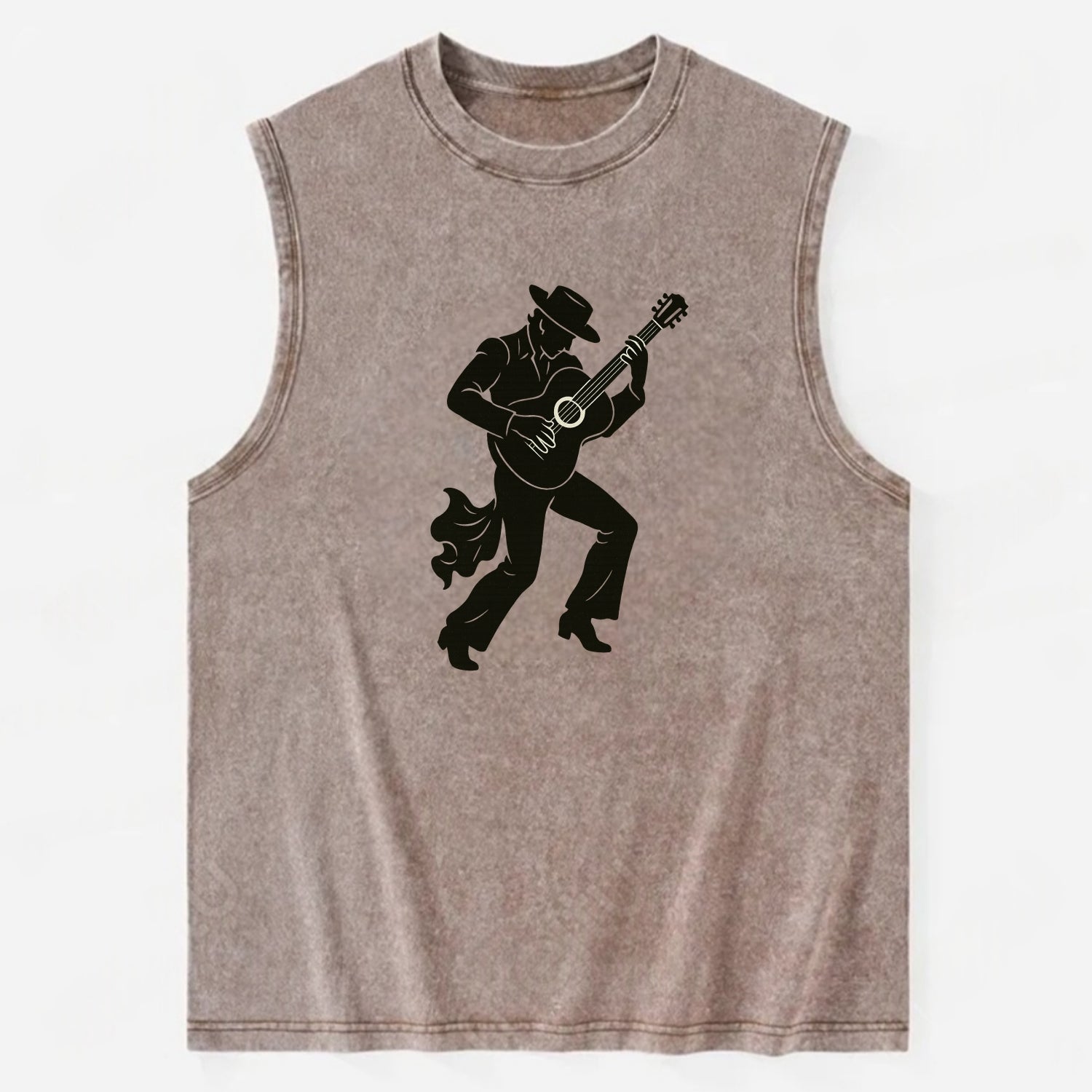 Flamenco guitarist dramatic pose - Vintage Washed Tank - Brown