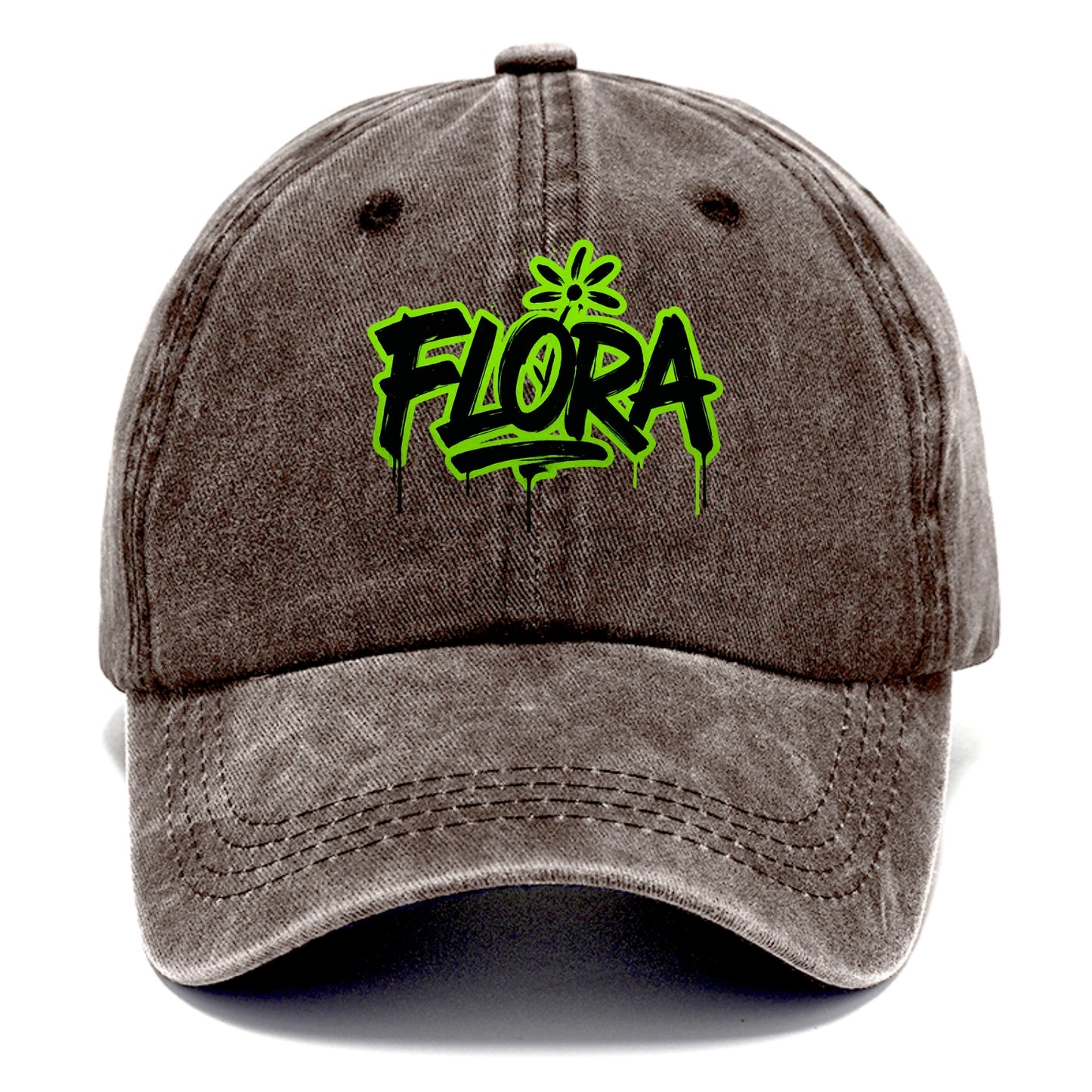 Bold typography design - "FLORA" - plant life, blooming - Classic Cap - Brown