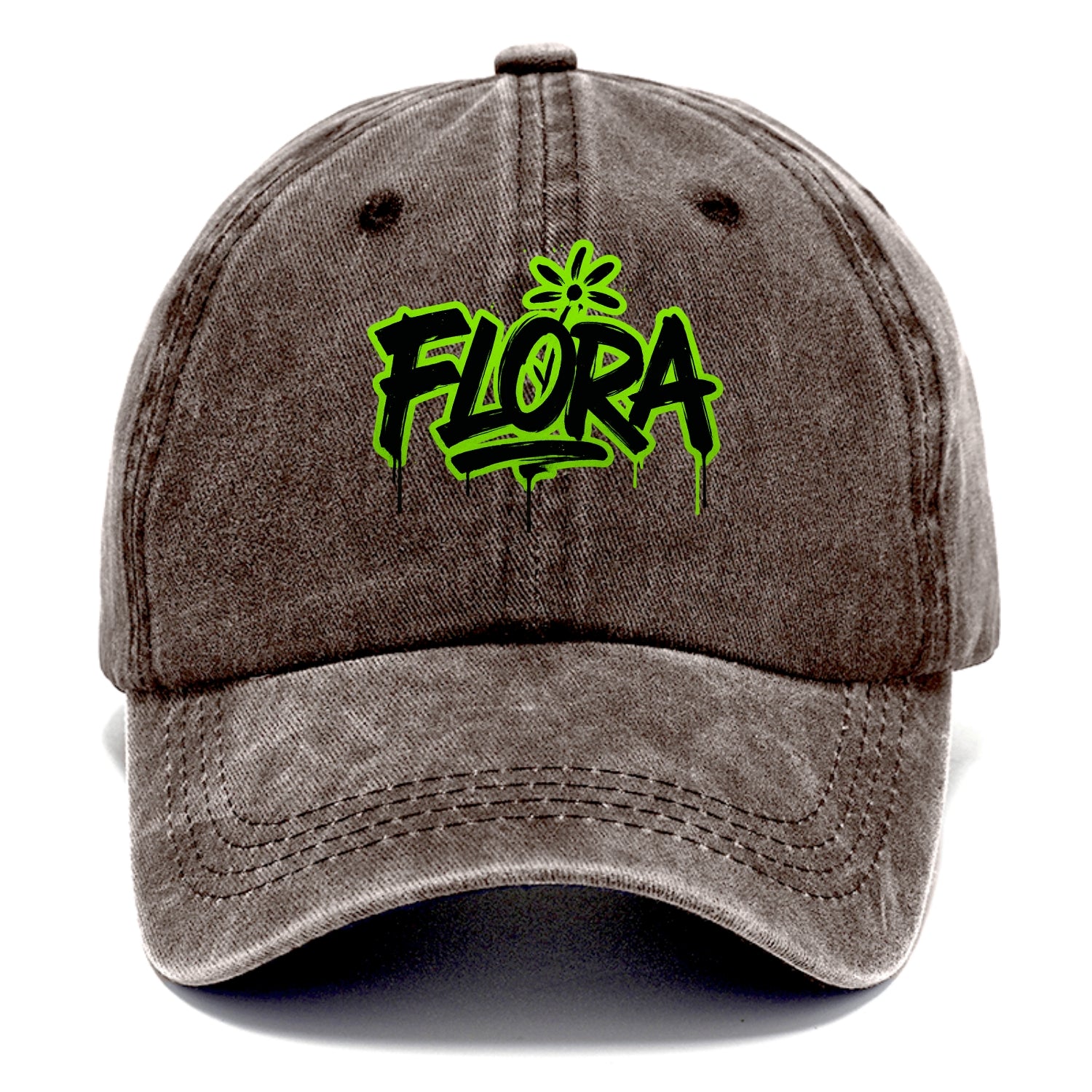 Bold typography design - "FLORA" - plant life, blooming - Classic Cap - Brown