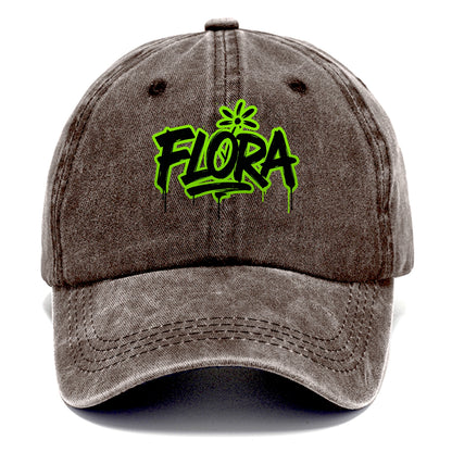 Bold typography design - "FLORA" - plant life, blooming - Classic Cap - Brown