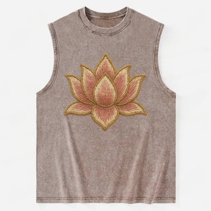 Lotus Flower - Vintage Washed Tank - Brown