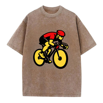 Speed Demon Cyclist - Vintage T-shirt - Brown
