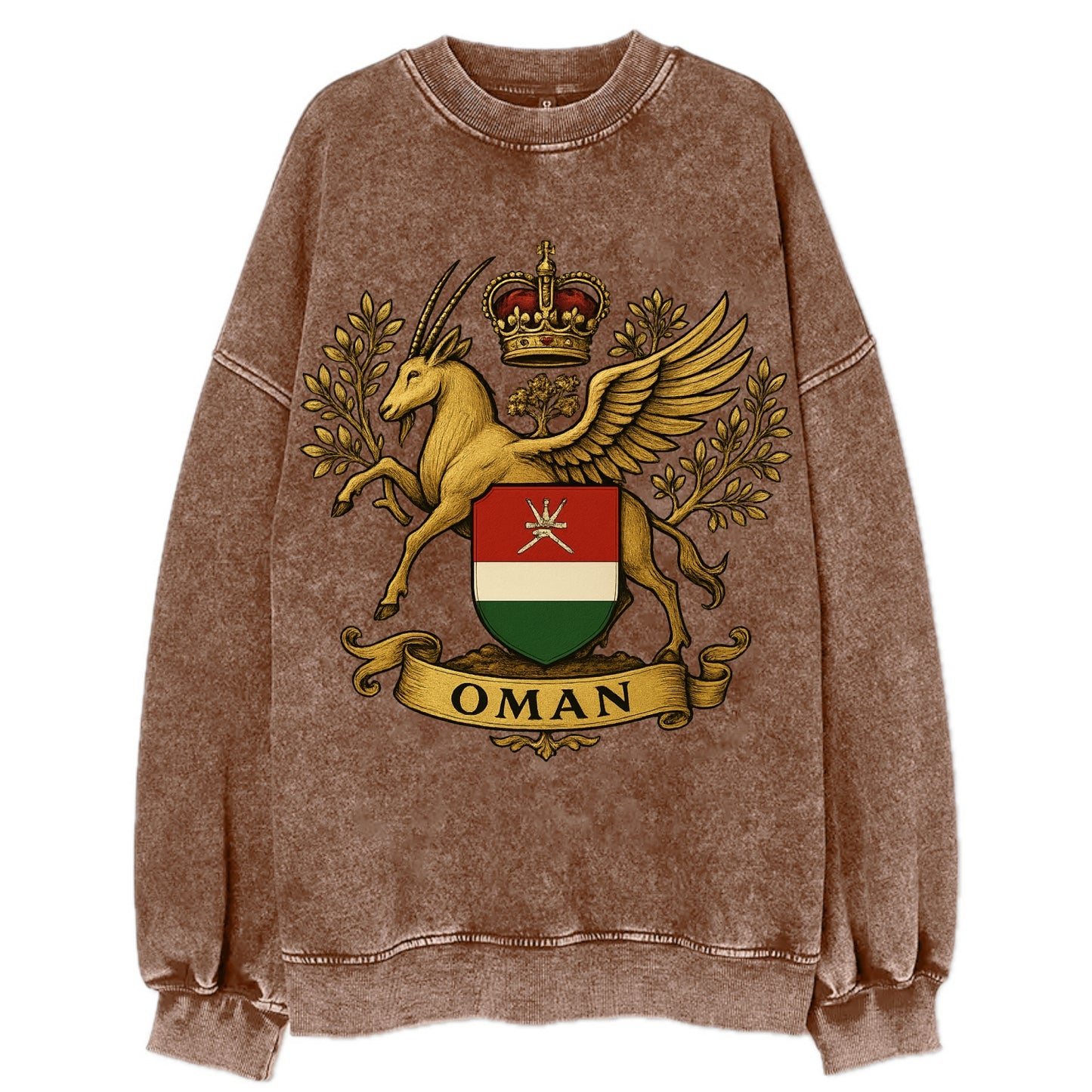 Oman Heritage Badge  - Vintage Sweatshirt - Brown