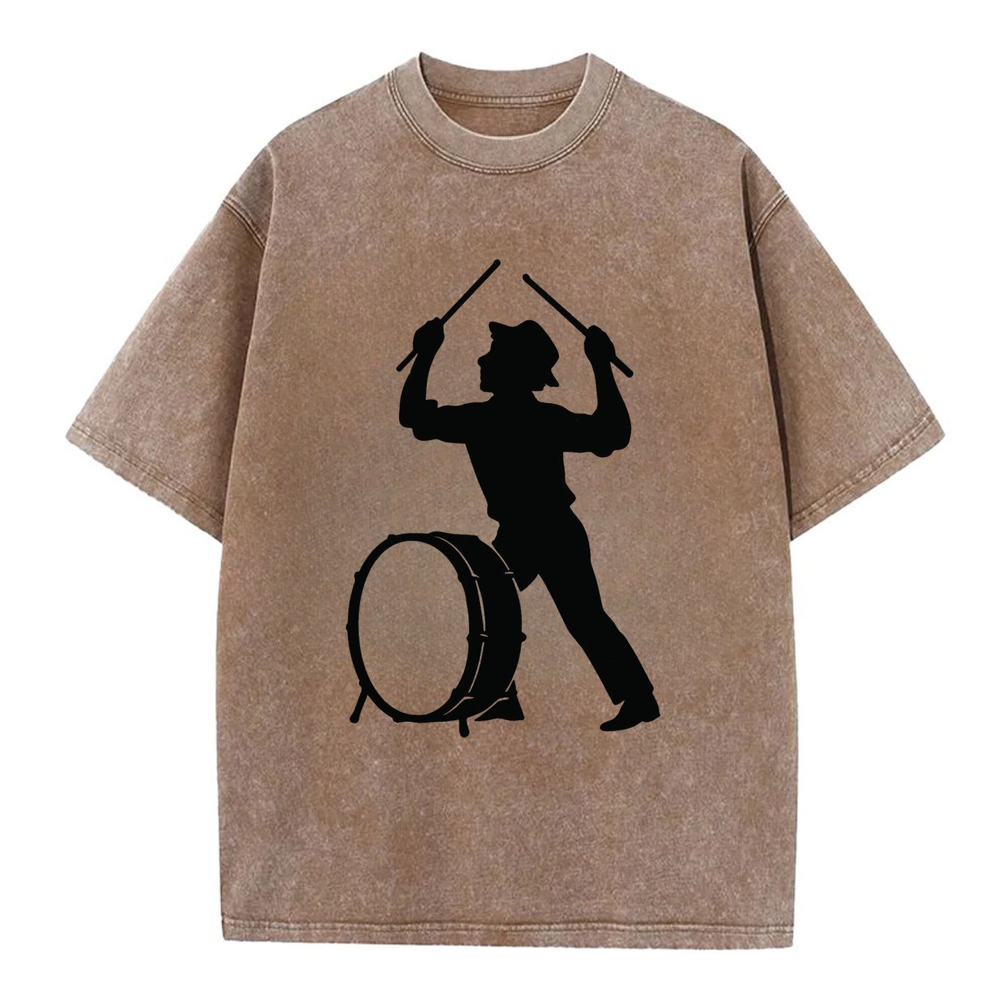 Drummer with drumsticks raised high - Vintage T-shirt - Brown