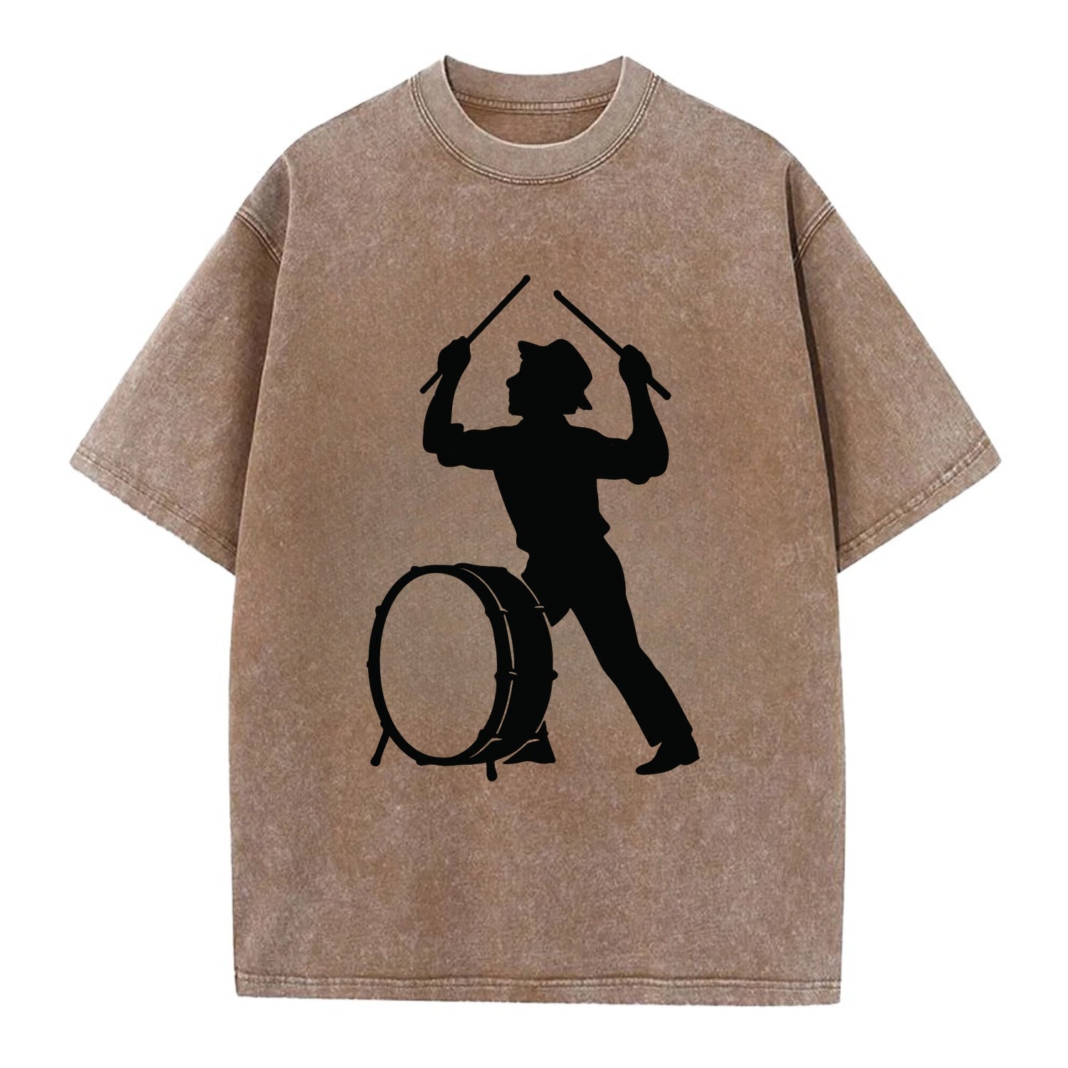 Drummer with drumsticks raised high - Vintage T-shirt - Brown