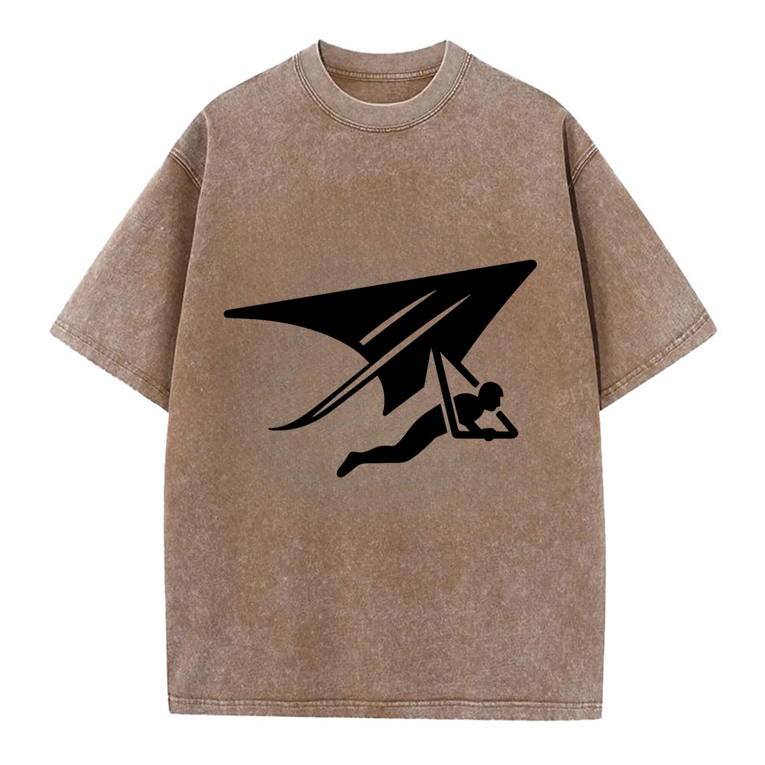 Hang glider soaring - Vintage T-shirt - Brown