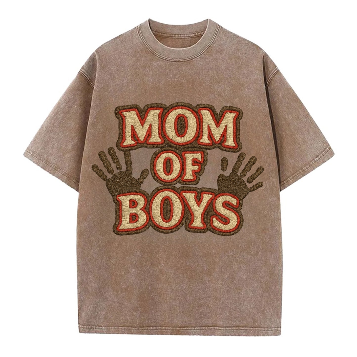 Mom Of Boys  - Vintage T-shirt - Brown