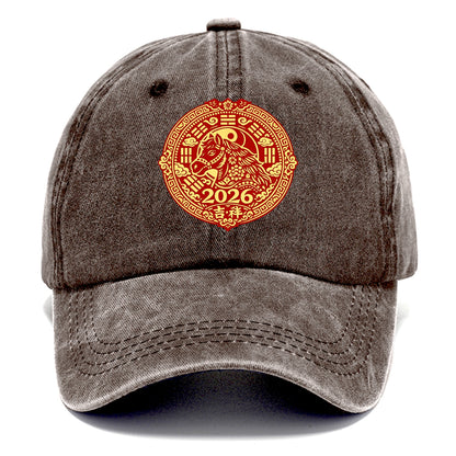 LUCKY HORSE MEDALLION | Circular medallion with horse profile | Intricate Chinese - Classic Cap - Brown