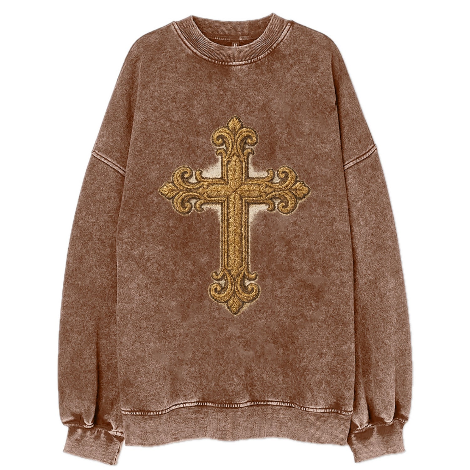 Baroque Cross  - Vintage Sweatshirt - Brown