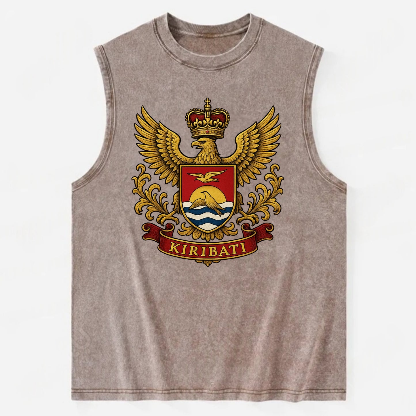 Kiribati Heritage Badge  - Vintage Washed Tank - Brown