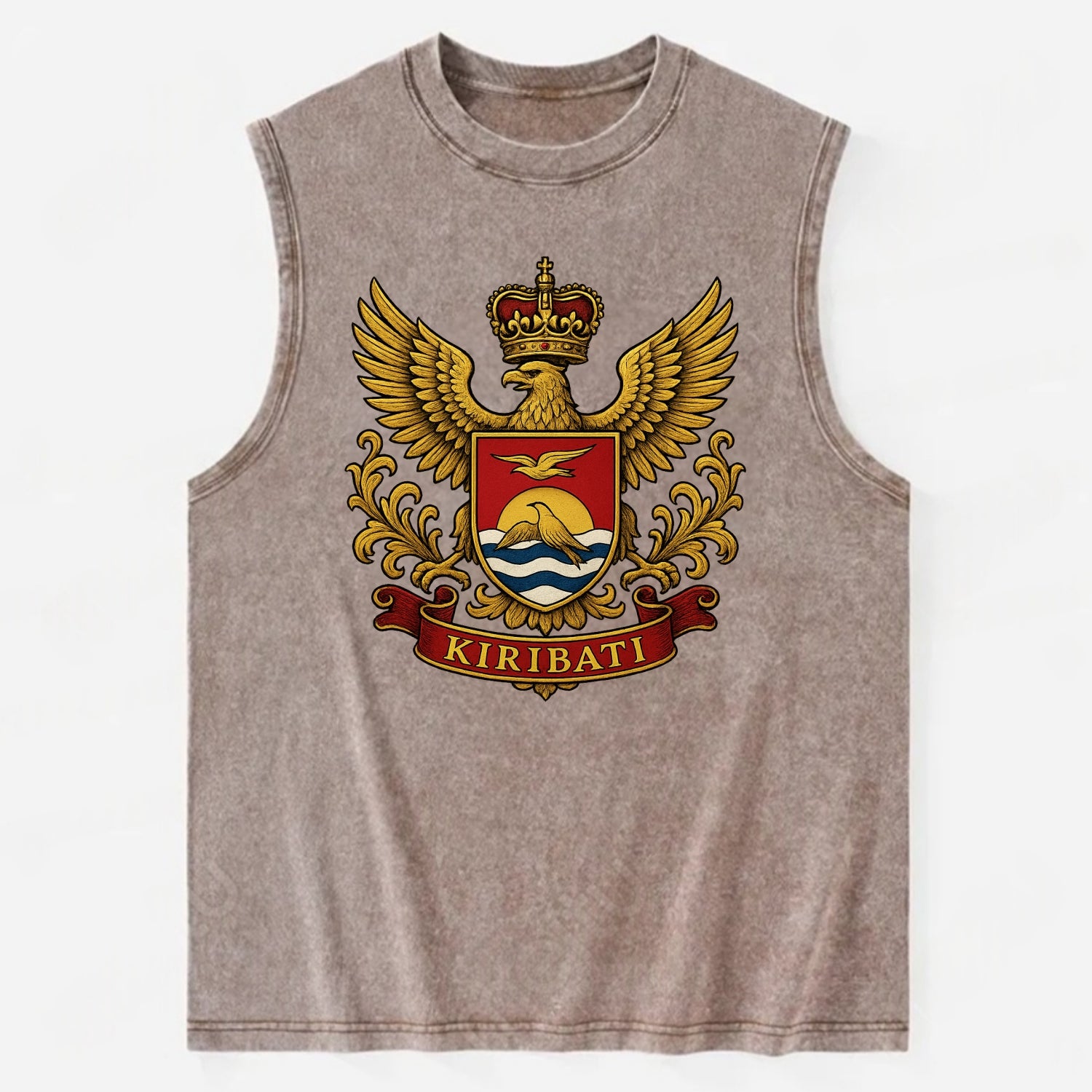Kiribati Heritage Badge  - Vintage Washed Tank - Brown