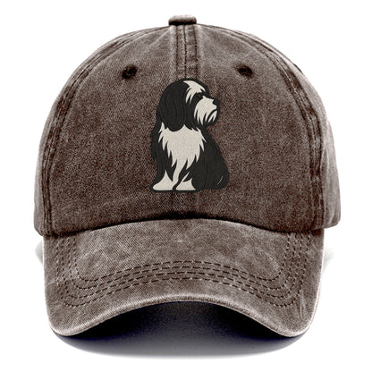 Tibetan Terrier - Black and white long c - Classic Cap - Brown