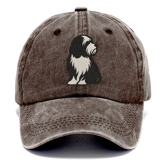 Tibetan Terrier - Black and white long c - Classic Cap - Brown