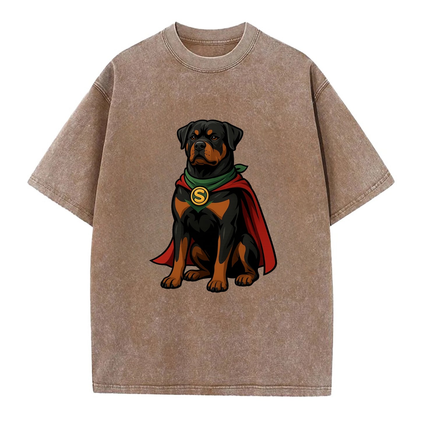 Rottweiler Strong Hero  - Vintage T-shirt - Brown