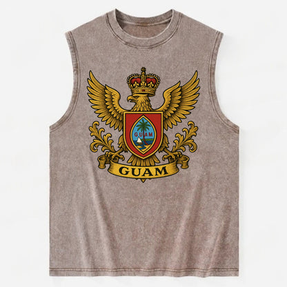 Guam Heritage Badge  - Vintage Washed Tank - Brown