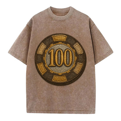 Poker Chip  - Vintage T-shirt - Brown