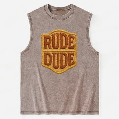 RUDE;DUDE ENERGY Surf Green Trucker - Vintage Washed Tank - Brown