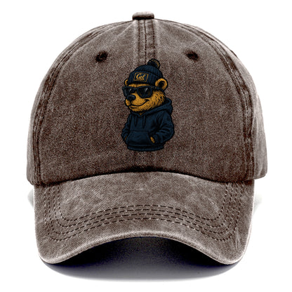 Berkeley Bear wearing Cal beanie with script patch - Classic Cap - Brown