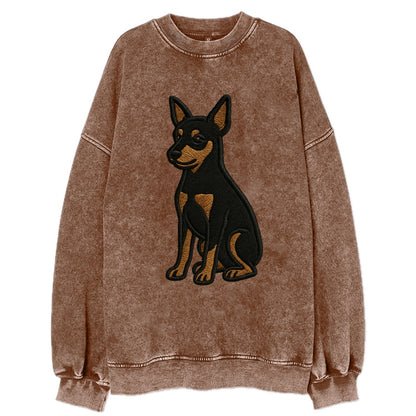 Miniature Pinscher - Black and tan sitti Vintage Sweatshirt - Brown