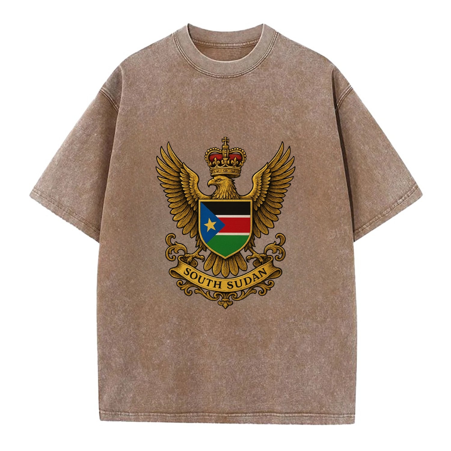 South Sudan Royal Logo  - Vintage T-shirt - Brown