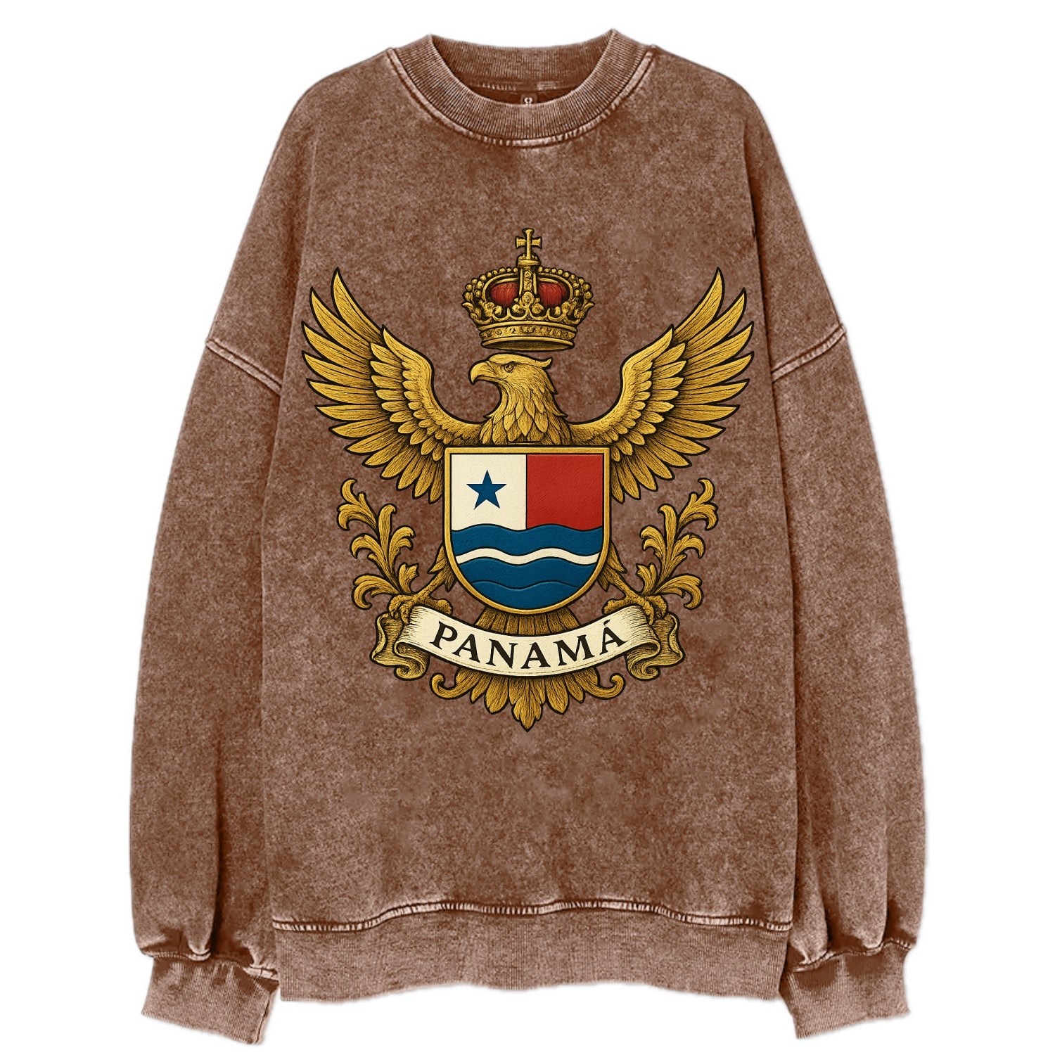 Panama Heritage Badge  - Vintage Sweatshirt - Brown