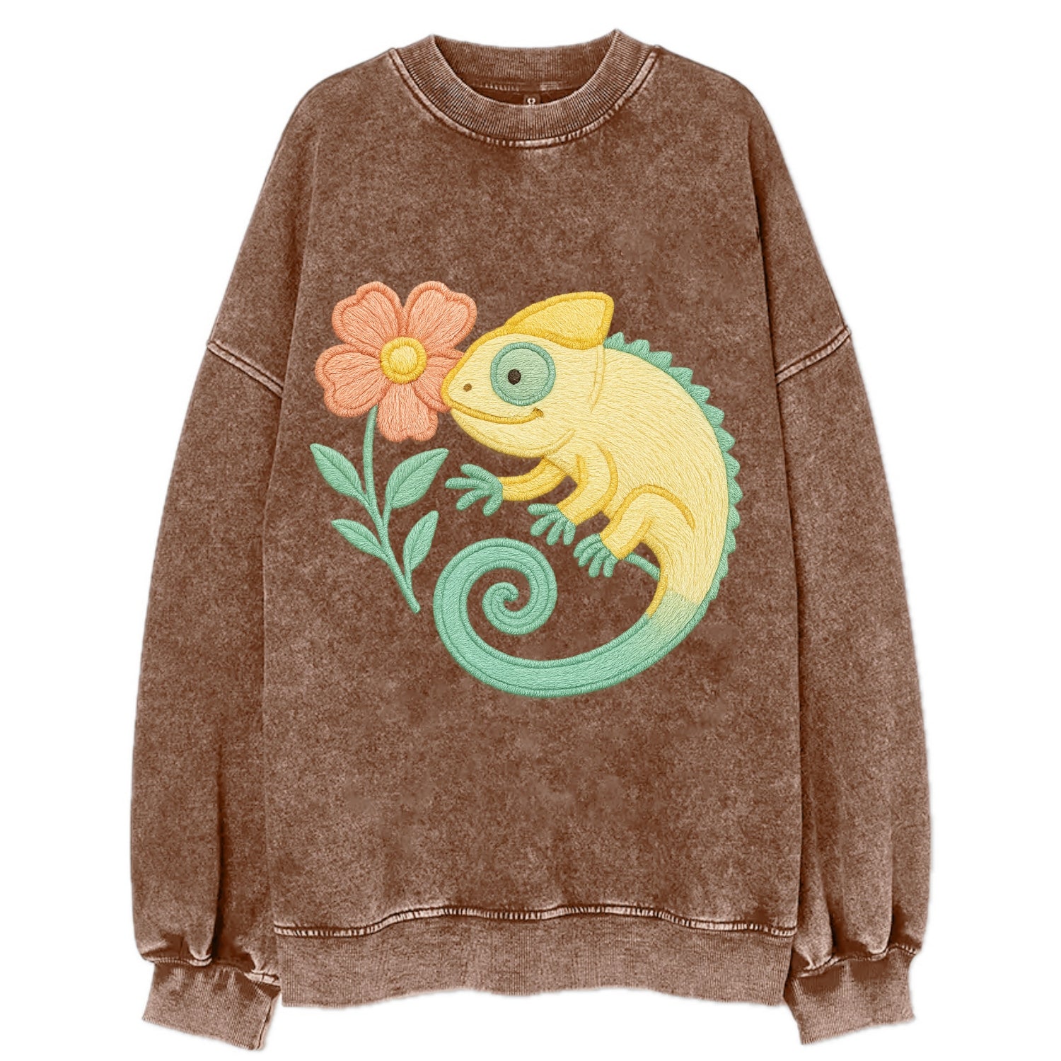 Yellow Chameleon - Vintage Sweatshirt - Brown