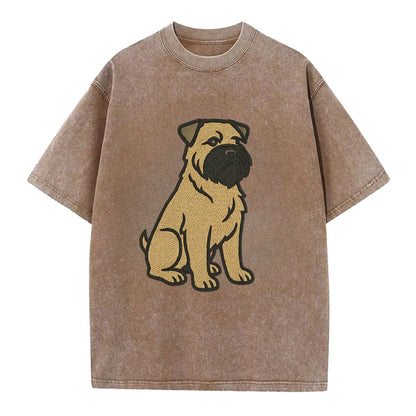 Bouvier des Flandres - Fawn rough coat embroidered design - Vintage T-shirt - Brown